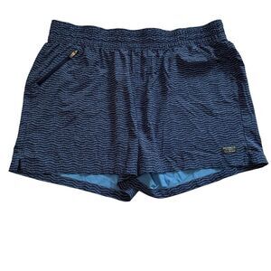 L.L. Bean Men's Blue Navy Blue Stripe Drawstring Lined 5" Swim Shorts Sz XL